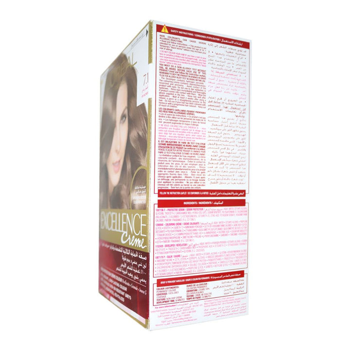 Loreal Paris Excellence Cream Hair Color 7.1 Ash Blonde 1's - Easy Pharmacy LLC