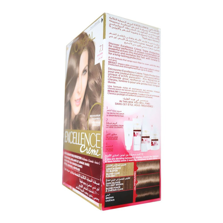 Loreal Paris Excellence Cream Hair Color 7.1 Ash Blonde 1's - Easy Pharmacy LLC