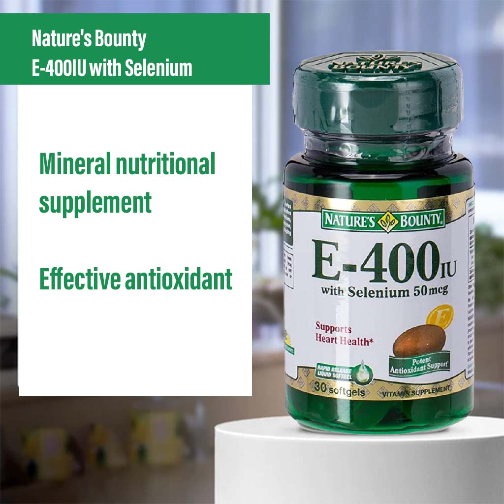 Nature's Bounty E-400IU with Selenium 50 mcg Softgels 30's - Easy Pharmacy LLC