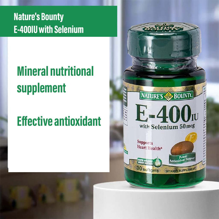 Nature's Bounty E-400IU with Selenium 50 mcg Softgels 30's - Easy Pharmacy LLC