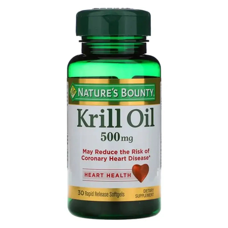 Nature’s Bounty Krill Oil 500 mg Softgels – Omega-3 & Heart Wellness Support, 30 Count