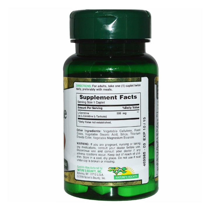 Nature's Bounty L-Carnitine 500 mg Caplets 30's - Easy Pharmacy LLC