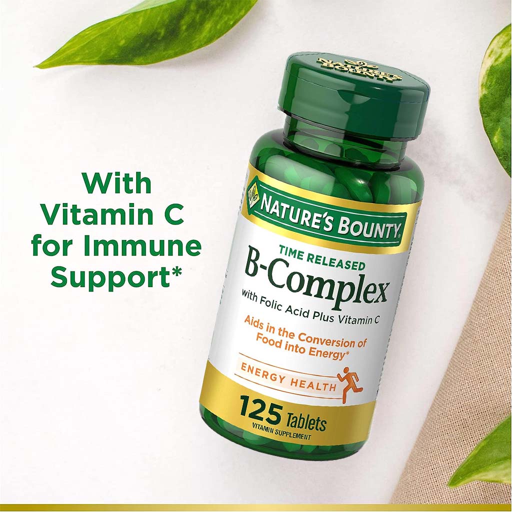 Nature's Bounty B-Complex with Folic Acid Plus Vitamin C Tablets 125's - Easy Pharmacy LLC