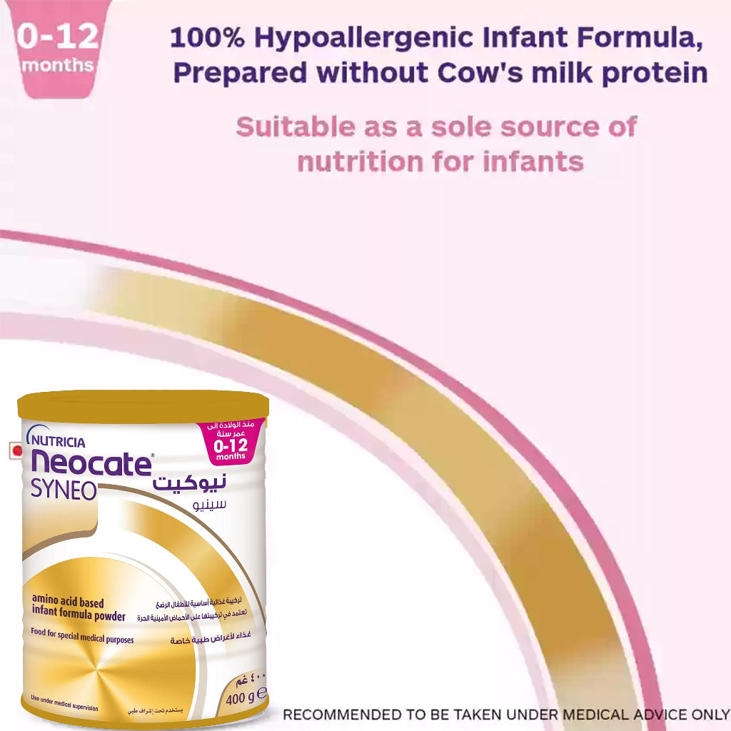 Nutricia Neocate Syneo Amino Acid Based Infant Milk Formula For 0 To 12 Months 400g - Easy Pharmacy LLC