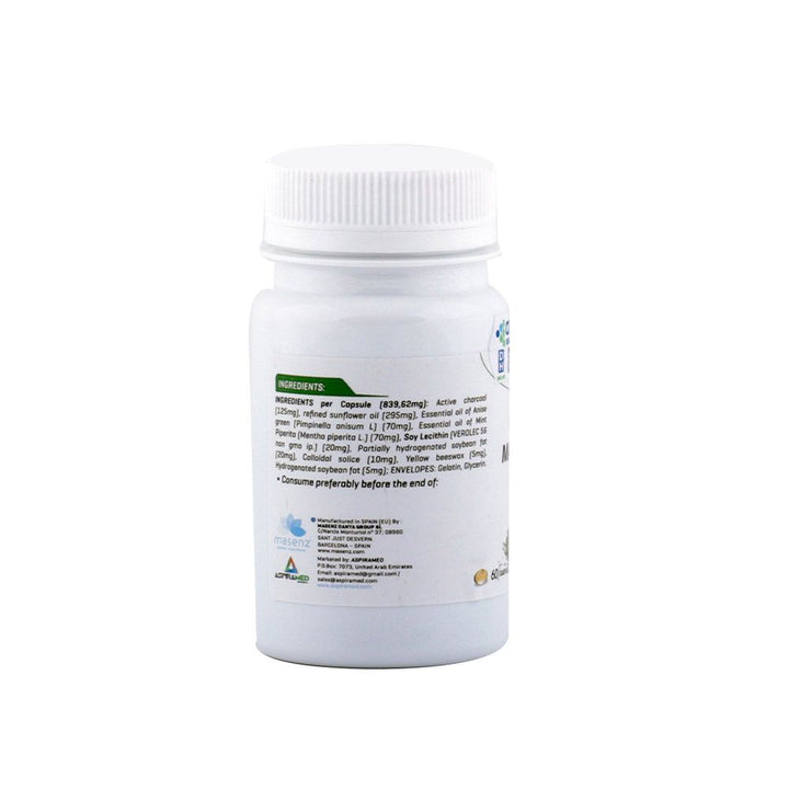 Masnutra Mas Active Carbon Capsules 60's - Easy Pharmacy LLC