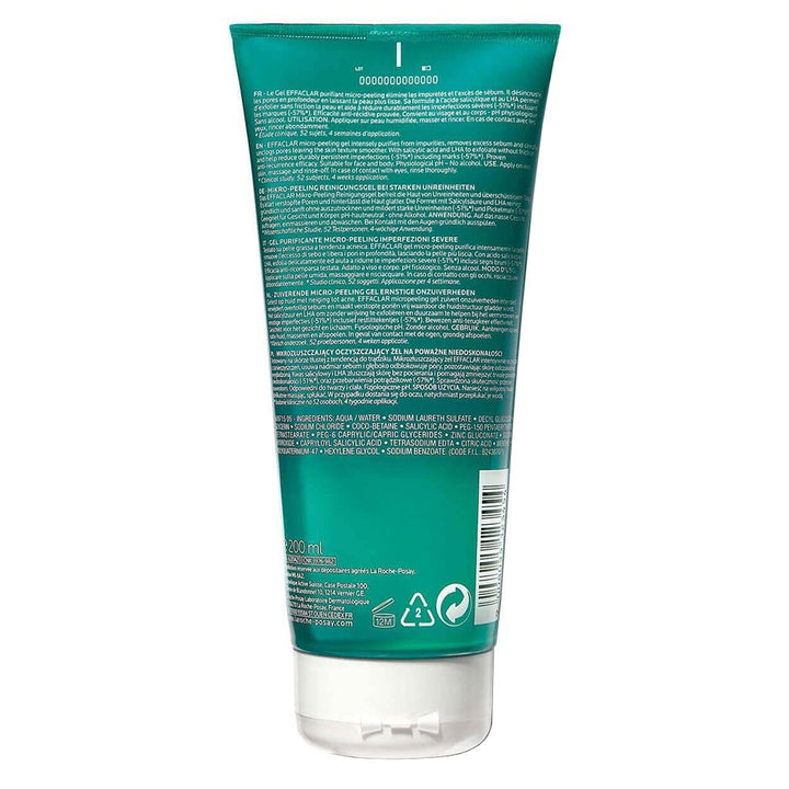 La Roche-Posay Effaclar Micro-Peeling Cleansing Gel With Salicylic Acid For Oily Skin 200ml - Easy Pharmacy LLC