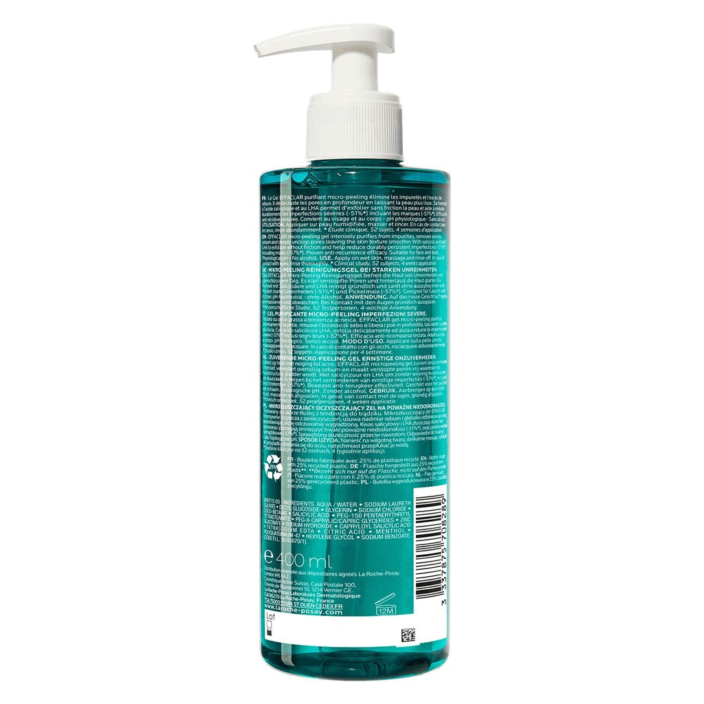 La Roche-Posay Effaclar Micro-Peeling Cleansing Gel With Salicylic Acid For Oily Skin 400ml - Easy Pharmacy LLC
