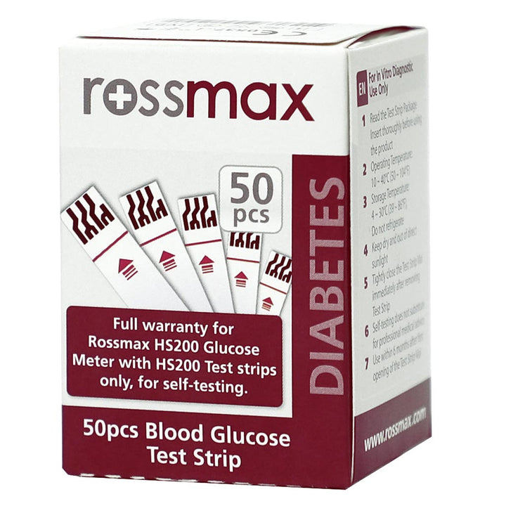 Rossmax HS200 Blood Sugar Test Strips For Diabetes Management, Pack of 50's - Easy Pharmacy LLC
