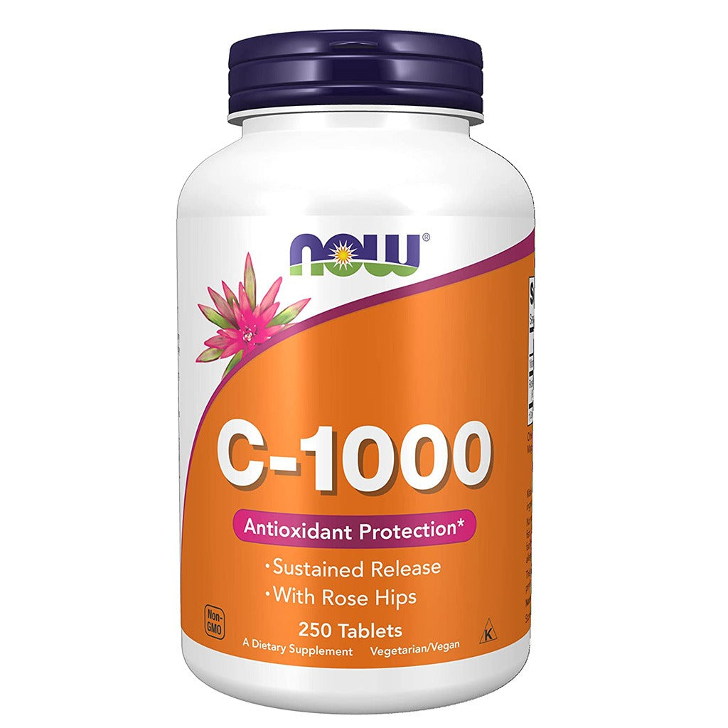 Now Vitamin C 1000mg Sustained Release Tablets With Rose Hips For Antioxidant Protection & Immune Support, Pack of 250's - Easy Pharmacy LLC