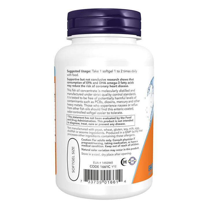 Now Ultra Omega 3 1000mg - 500mg EPA + 250mg DHA Fish Oil Supplement Softgels, Pack of 90's - Easy Pharmacy LLC