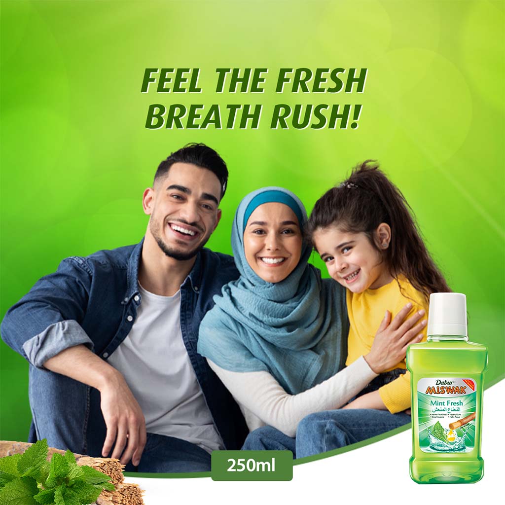 Dabur Miswak Mint Fresh Mouthwash 250 mL - Easy Pharmacy LLC