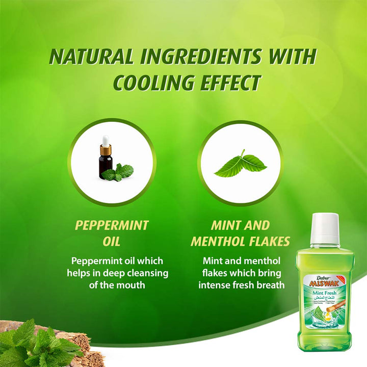 Dabur Miswak Mint Fresh Mouthwash 250 mL - Easy Pharmacy LLC