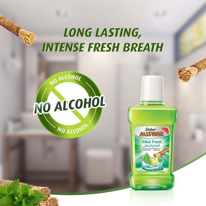 Dabur Miswak Mint Fresh Mouthwash 250 mL - Easy Pharmacy LLC