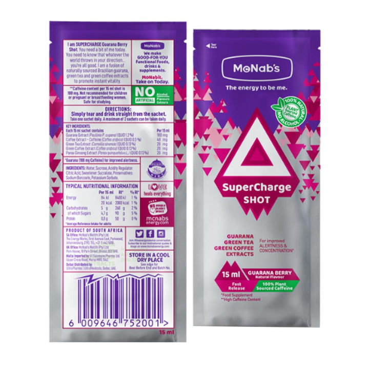 McNab's Supercharge Shot Guarana Berry 15 mL 48's - Easy Pharmacy LLC