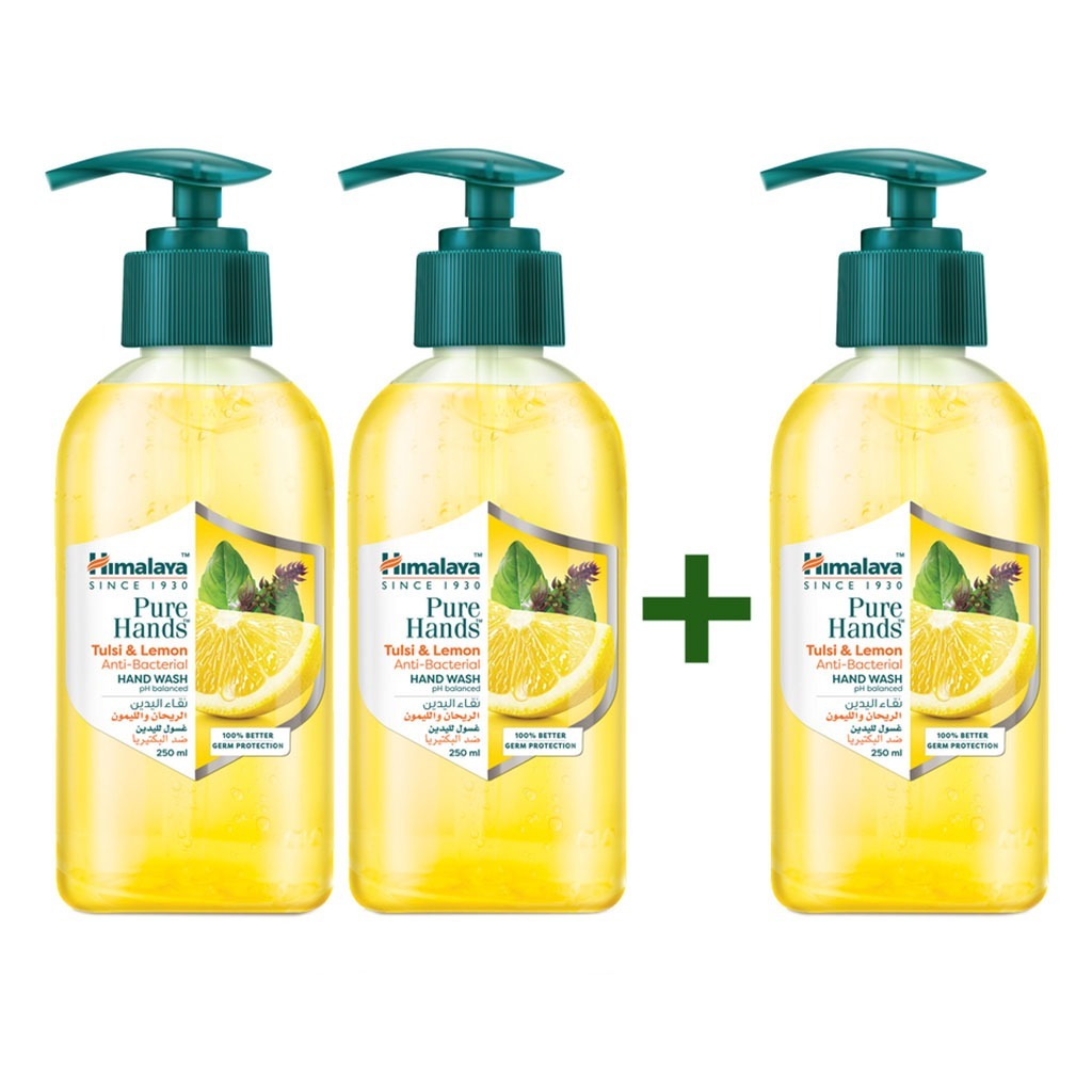 Himalaya Pure Hands Tulsi & Lemon Antibacterial Hand Wash 250 mL 2+1 PROMO PACK - Easy Pharmacy LLC