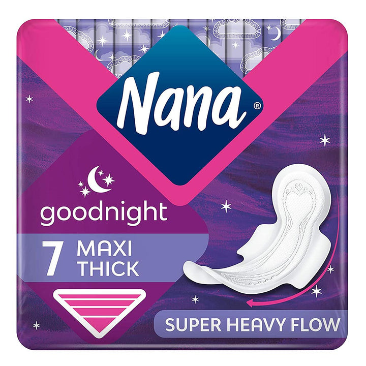 Nana Goodnight Maxi Thick Extra Long Sanitary Pads with Wings For Super Heavy Flow 7's - Easy Pharmacy LLC