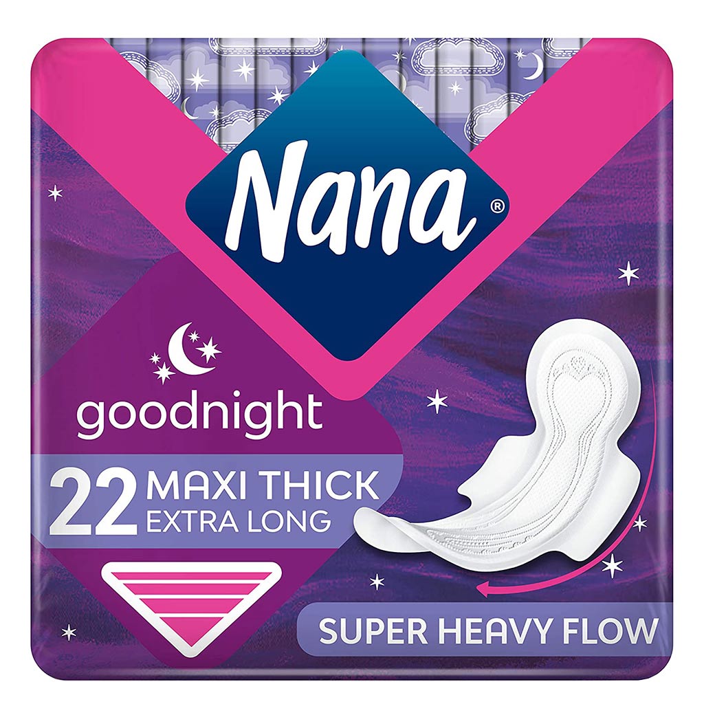 Nana Goodnight Maxi Thick Extra Long Wings Sanitary Pads with Wings For Super Heavy Flow 22's - Easy Pharmacy LLC