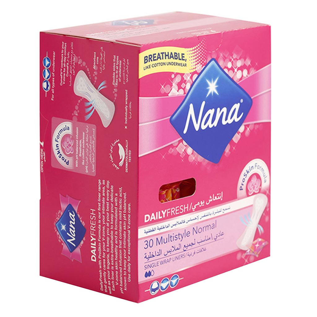 Nana Daily Fresh Multistyle Normal Single Wrap Pantyliners 30's - Easy Pharmacy LLC