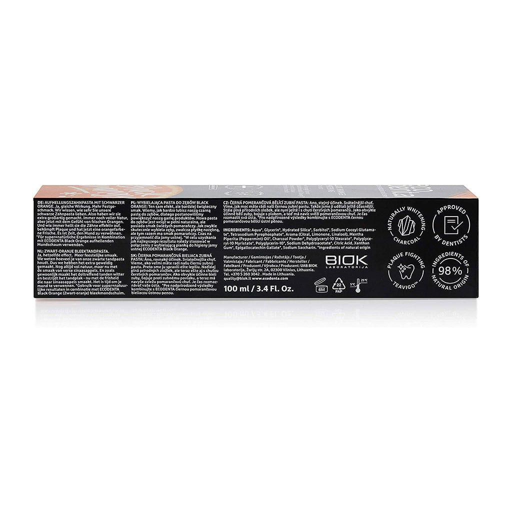 Ecodenta Fluoride Free Black Orange Whitening Toothpaste 100ml - Easy Pharmacy LLC
