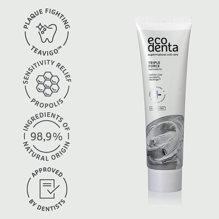 Ecodenta Triple Force Fluoride Free Toothpaste With White Clay And Propolis 100ml - Easy Pharmacy LLC