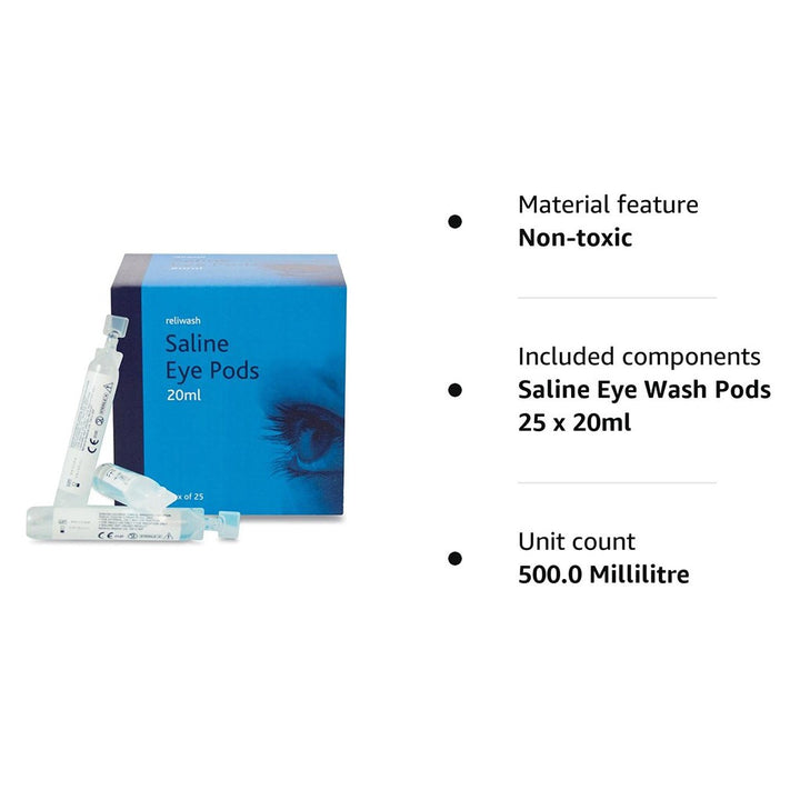 Reliwash Saline Eye Wash Pods 20ml, Pack of 25's - Easy Pharmacy LLC
