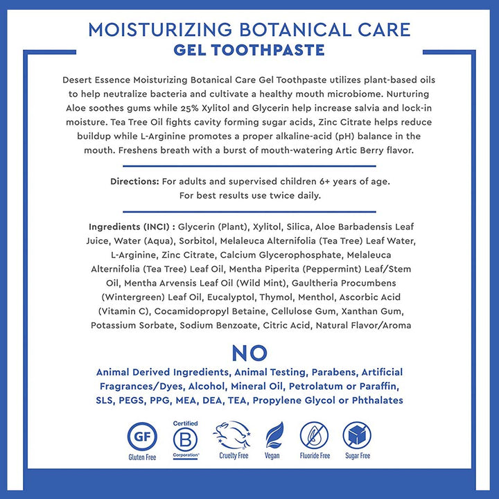 Desert Essence Moisturizing Botanical Care Fluoride-Free Gel Toothpaste 128g - Easy Pharmacy LLC
