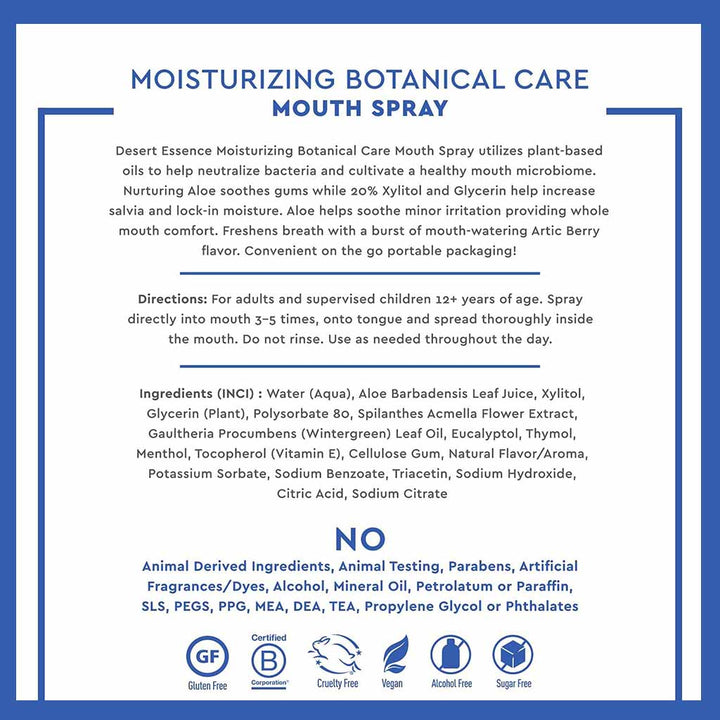 Desert Essence Moisturizing Botanical Care Mouth Spray 27ml - Easy Pharmacy LLC
