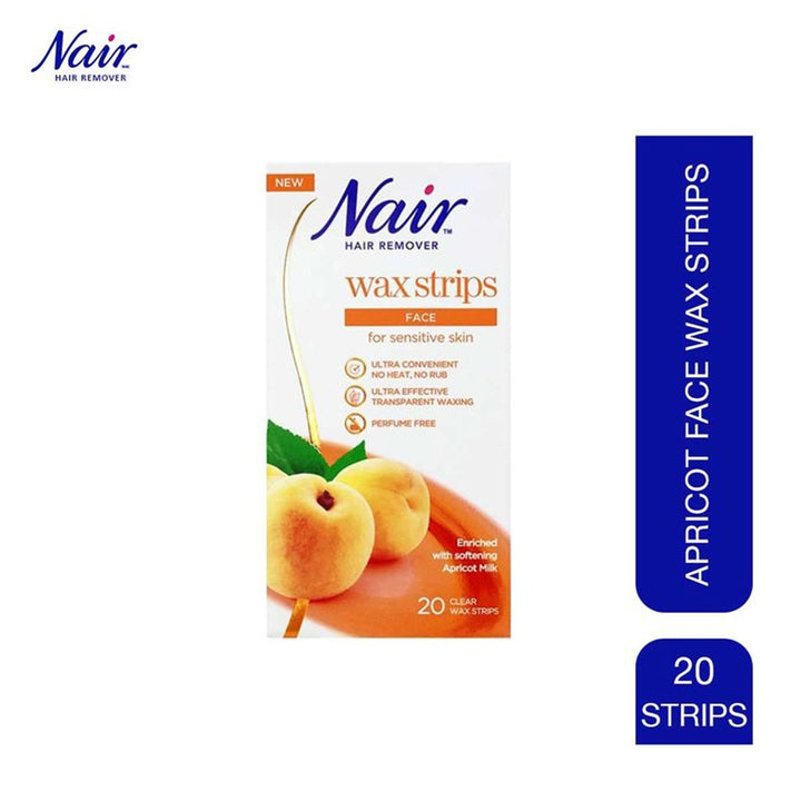 Nair Hair Remover Facial Wax Strips with Apricot Milk Extracts, Pack of 20's - Easy Pharmacy LLC