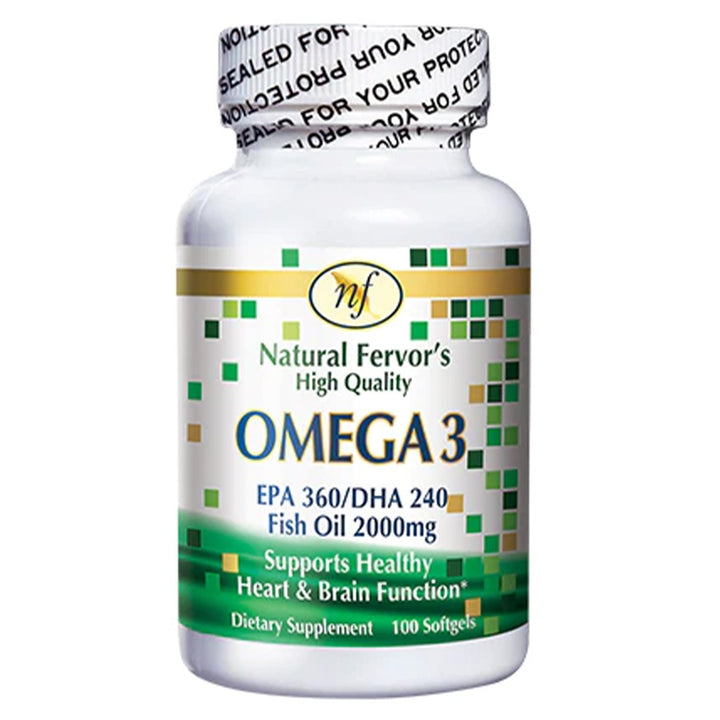 Natural Fervor Omega 3 Omega 3 2000mg Per Serving Fish Oil Supplement Softgels, Pack of 100's - Easy Pharmacy LLC