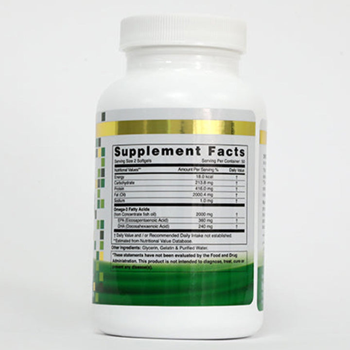 Natural Fervor Omega 3 Omega 3 2000mg Per Serving Fish Oil Supplement Softgels, Pack of 100's - Easy Pharmacy LLC