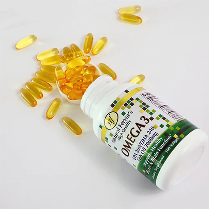 Natural Fervor Omega 3 Omega 3 2000mg Per Serving Fish Oil Supplement Softgels, Pack of 100's - Easy Pharmacy LLC