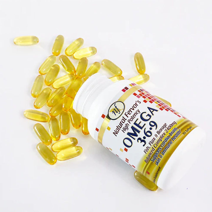 Natural Fervor Omega 3 6 9 Flaxseed Oil, Borage Seed Oil, Fish Oil Supplement Softgels, Pack of 90's - Easy Pharmacy LLC