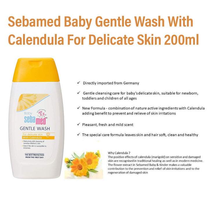 Sebamed Baby Gentle Wash With Calendula For Children's Delicate Skin 200ml - Easy Pharmacy LLC