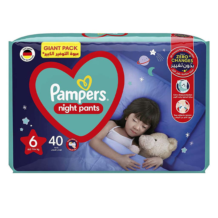 Pampers Night Baby Diaper Pants, Size 6, 16+Kg, Giant Pack of 40's - Easy Pharmacy LLC