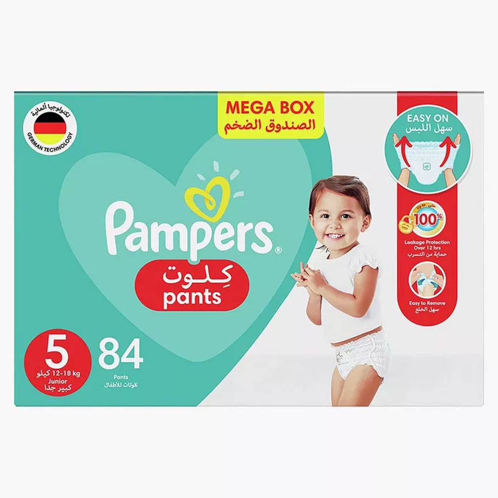 Pampers Pants Easy On Baby Diapers, Size 5, 12-18Kg, Mega Pack of 84's - Easy Pharmacy LLC