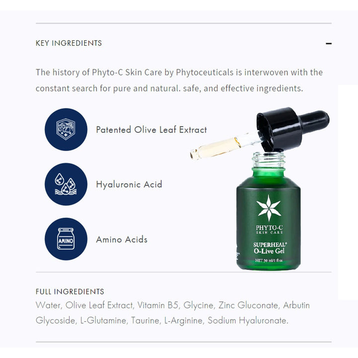 Phyto-C Superheal O-Live Moisturizing Gel With Hyaluronic Acid & Olive Leaf Extract 30ml - Easy Pharmacy LLC
