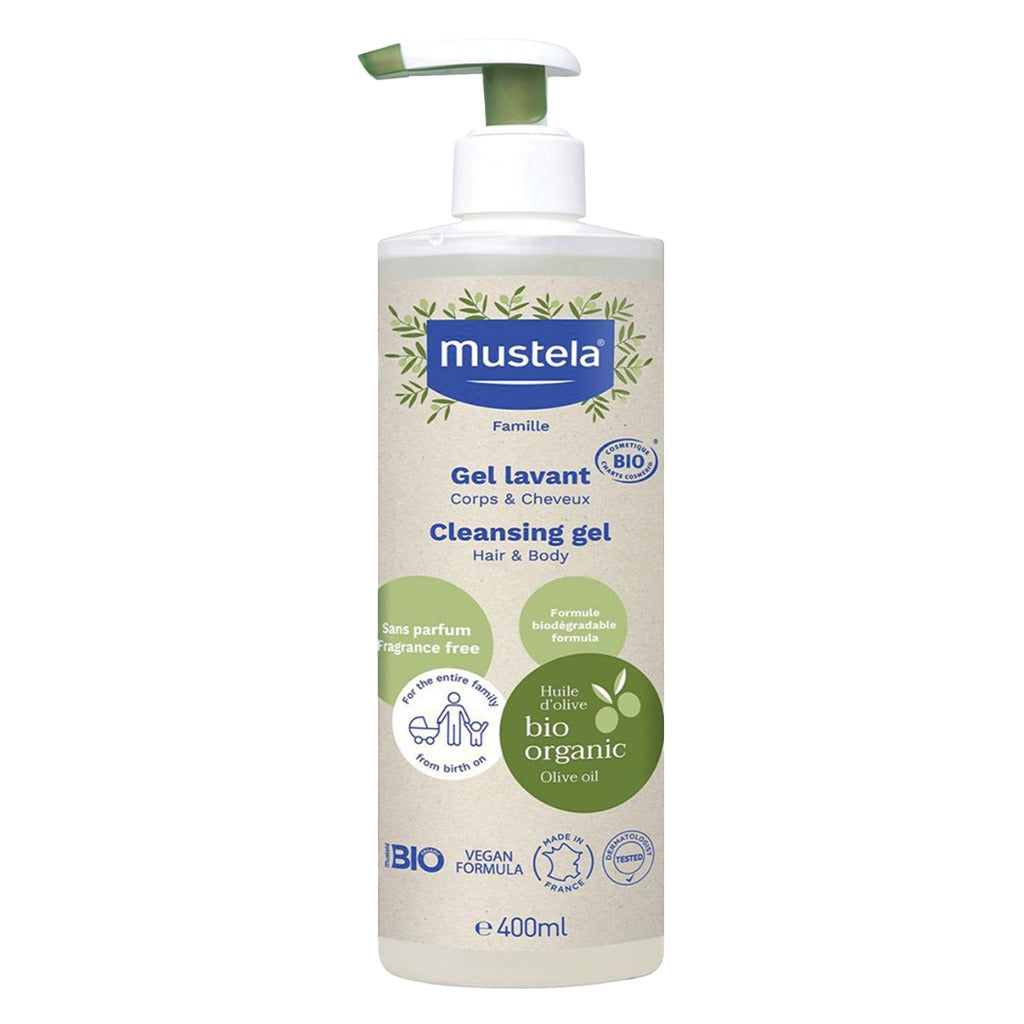 Mustela Bio Organic Fragrance-Free Baby Cleansing Gel For Hair & Body 400ml - Easy Pharmacy LLC