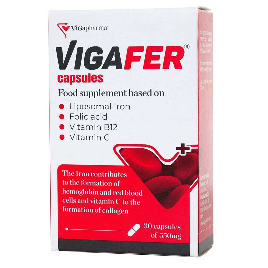Vigafer Capsules With Iron, Folic Acid & Vitamin B12, Pack of 30's