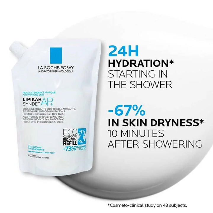 La Roche-Posay Lipikar Syndet AP+ Anti-Irritation & Anti-Scratching Cream Wash, Eco-Conscious Refill Pack 400ml - Easy Pharmacy LLC