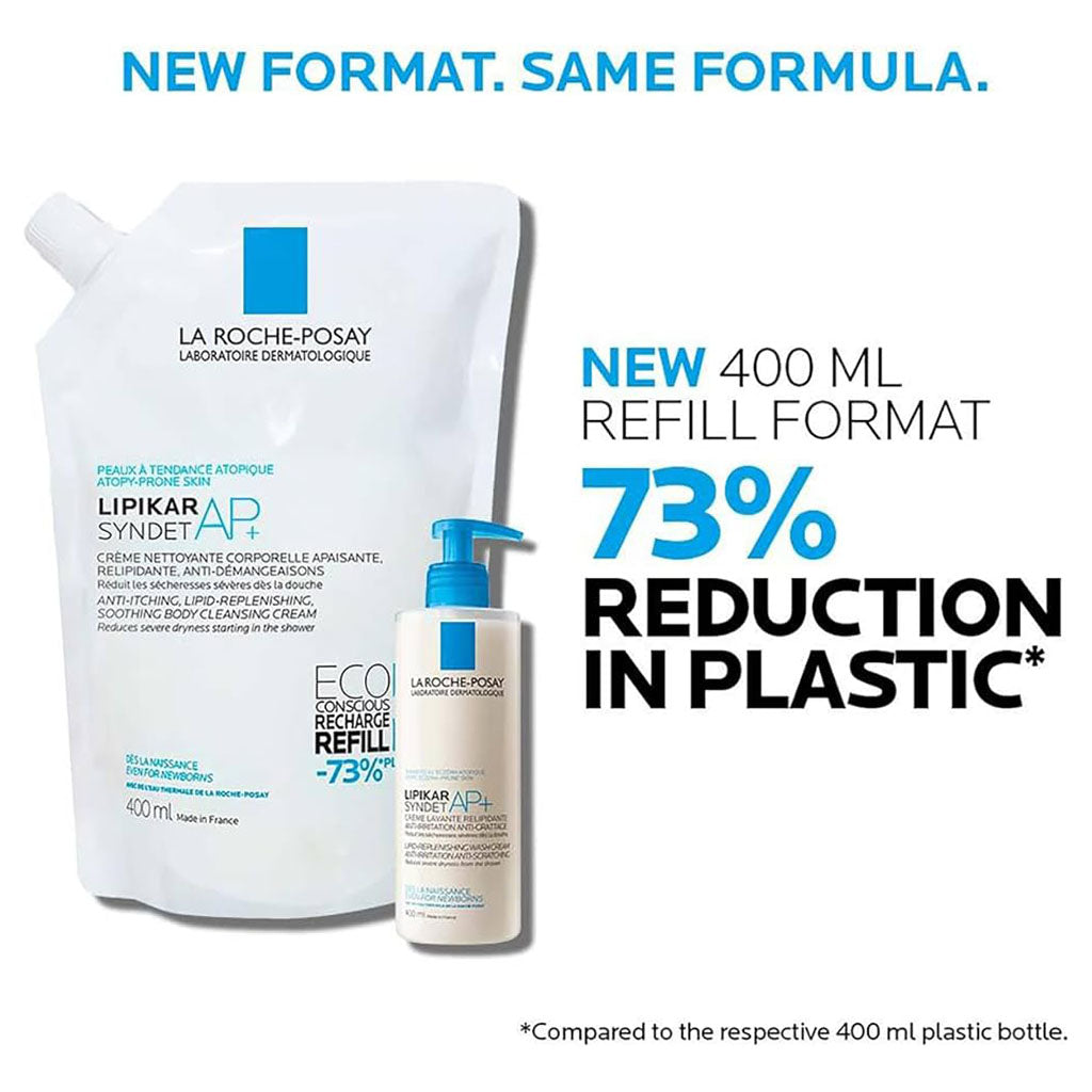 La Roche-Posay Lipikar Syndet AP+ Anti-Irritation & Anti-Scratching Cream Wash, Eco-Conscious Refill Pack 400ml - Easy Pharmacy LLC
