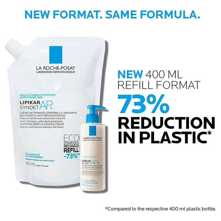 La Roche-Posay Lipikar Syndet AP+ Anti-Irritation & Anti-Scratching Cream Wash, Eco-Conscious Refill Pack 400ml - Easy Pharmacy LLC