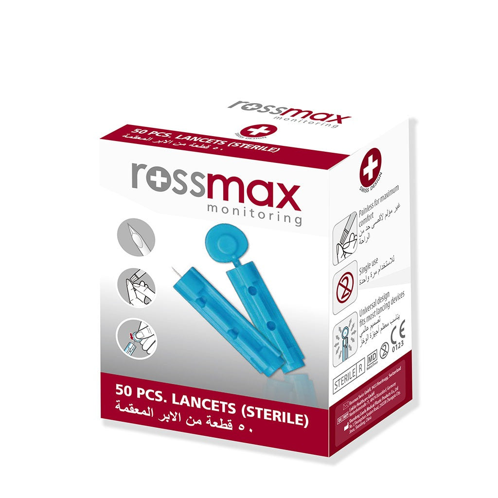 Rossmax Blood Sugar Sterile Lancets For Lancing Device, Pack of 50's - Easy Pharmacy LLC
