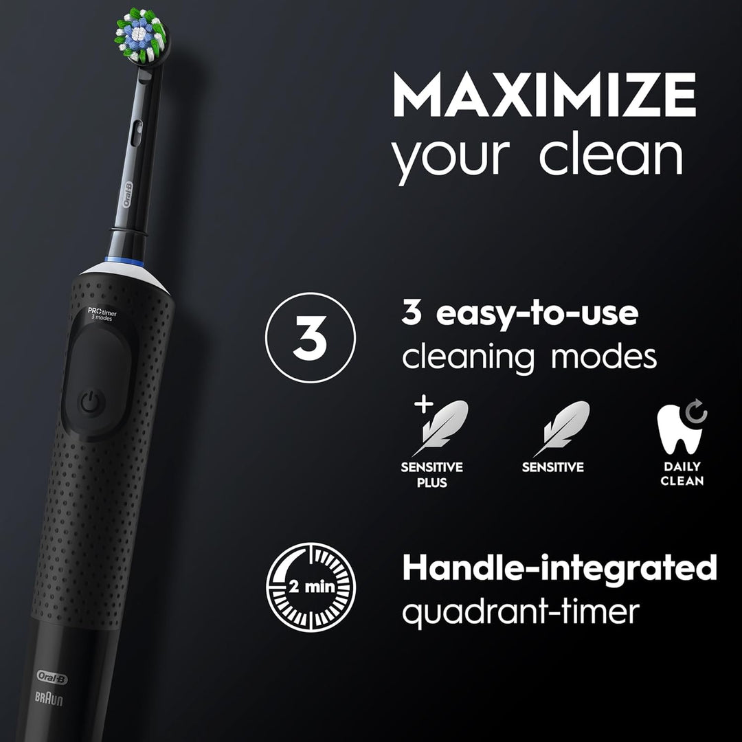 Oral B Vitality 300 Rechargeable Toothbrush with CrossAction Brush Head, 3 Cleaning Modes & 2 Minutes Built-in Timer D103.413.3 Black