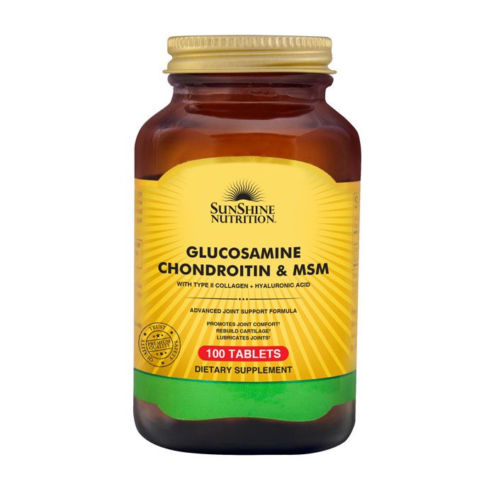 Sunshine Nutrition Glucosamine Chondroitin & MSM – 100 Tablets