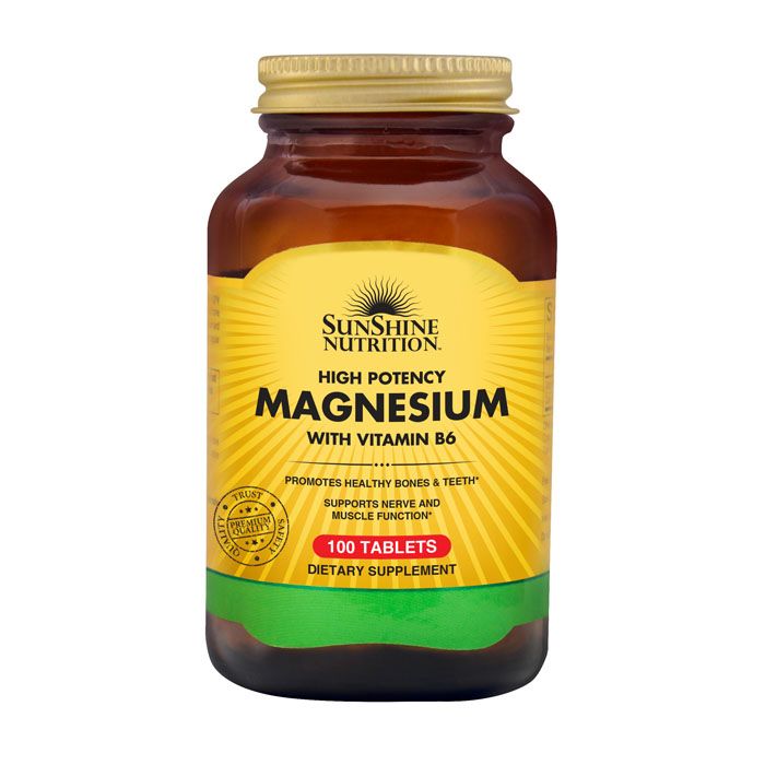Sunshine Nutrition High Potency Magnesium with Vitamin B6 – 100 Tablets