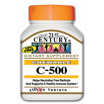 21st Century C-500 Chewable Vitamin C Tablets for Antioxidant and Immunity Support, Pack of 110