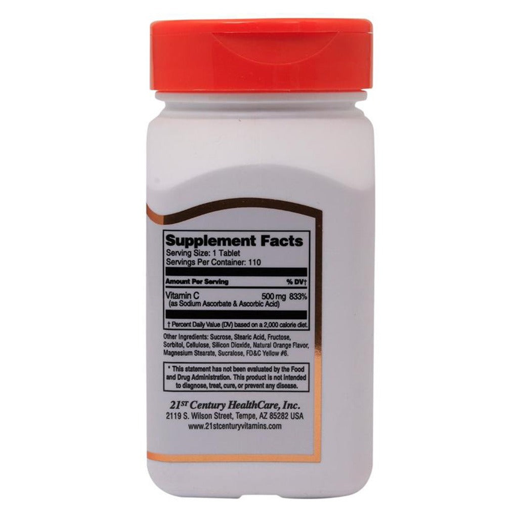 21st Century C-500 Chewable Vitamin C Tablets For Antioxidant & Immunity Support, Pack of 110's - Easy Pharmacy LLC