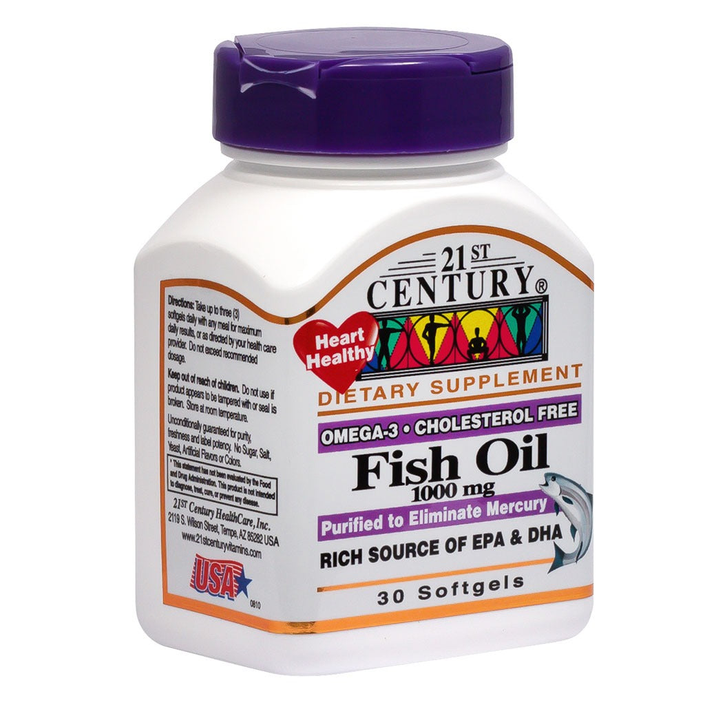 21st Century Omega 3 1000mg Fish Oil Supplement Softgels, Pack of 30's - Easy Pharmacy LLC