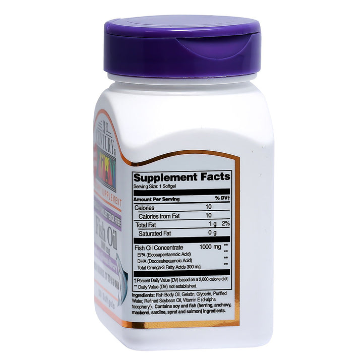 21st Century Omega 3 1000mg Fish Oil Supplement Softgels, Pack of 30's - Easy Pharmacy LLC