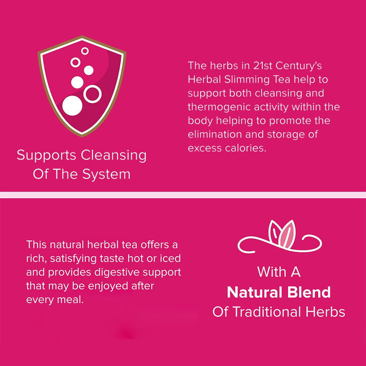 21st Century Herbal Slimming Tea Bag, CranRaspberry, Pack of 24's - Easy Pharmacy LLC